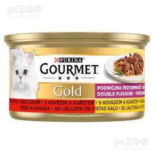 GOURMET Gold Double Pleasure s hovädzím a kuraťom 85g