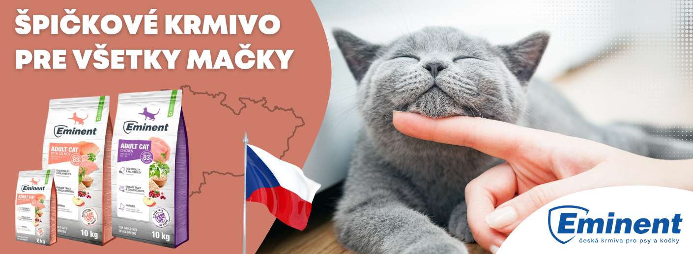 Kvalitné krmivá pre mačky Eminent – bezlepkové granule bez sóje a chemických farbív. Vyvinuté v spolupráci s veterinármi, vhodné pre mačky s citlivým zažívaním.