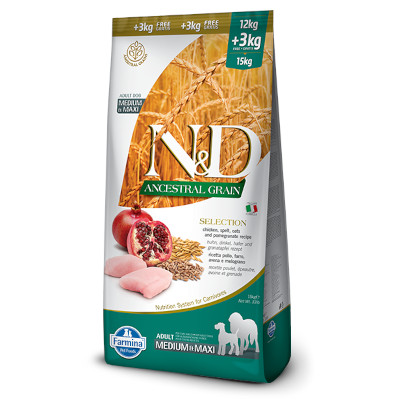 N&D dog AG Selection Adult Medium & Maxi 12+3kg