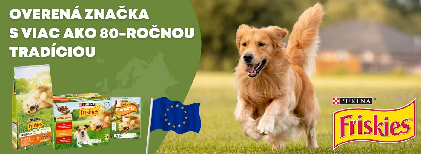 Friskies – chutné a vyvážené, cenovo dostupné krmivo pre psov s kvalitnými ingredienciami pre každodennú výživu a radosť.