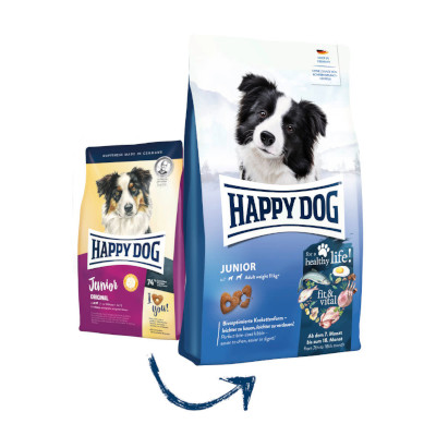 Happy Dog Junior original, krmivo pre šťeňatá, happy dog pre šteňatá, granule prem ladých psov, kvalitné krmivo pre psy