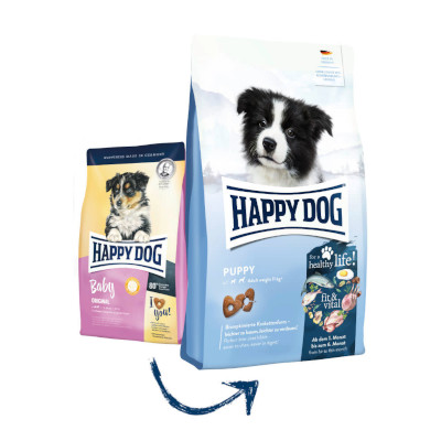 Happy Dog Puppy, granule pre psov, granulky pre šteňatá, krmivo pre mladé psy, happy dog granule, puppy granule pre šteňatá, kvalitné krmivo pre psy