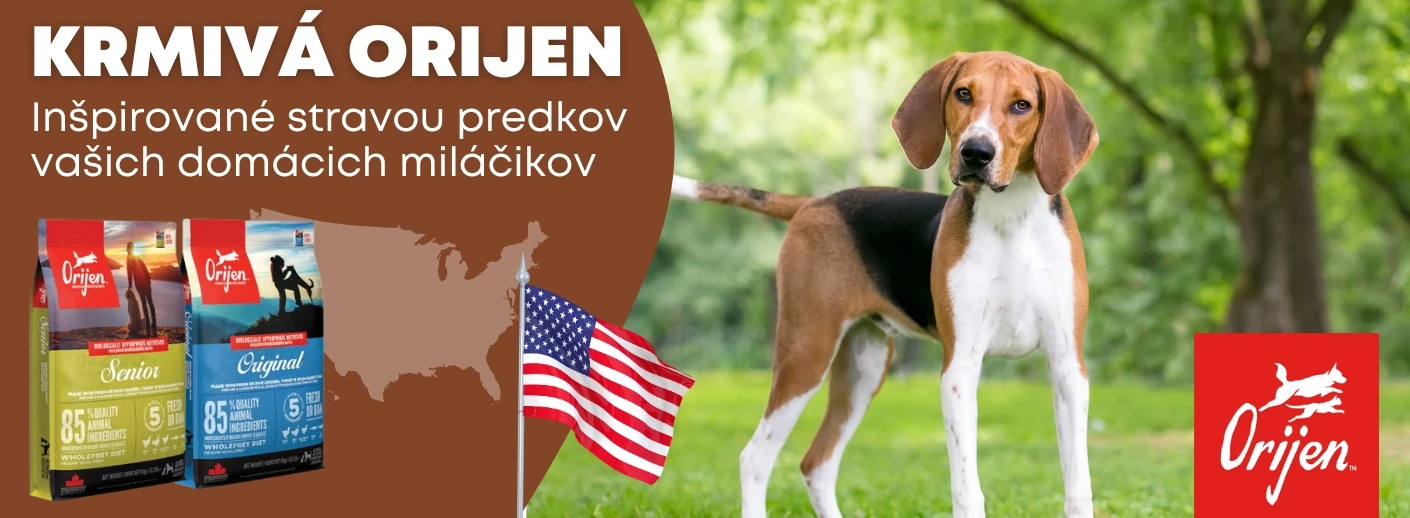 Orijen – biologicky vhodné prémiové krmivo pre psov s vysokým obsahom čerstvého mäsa a prírodných ingrediencií.
