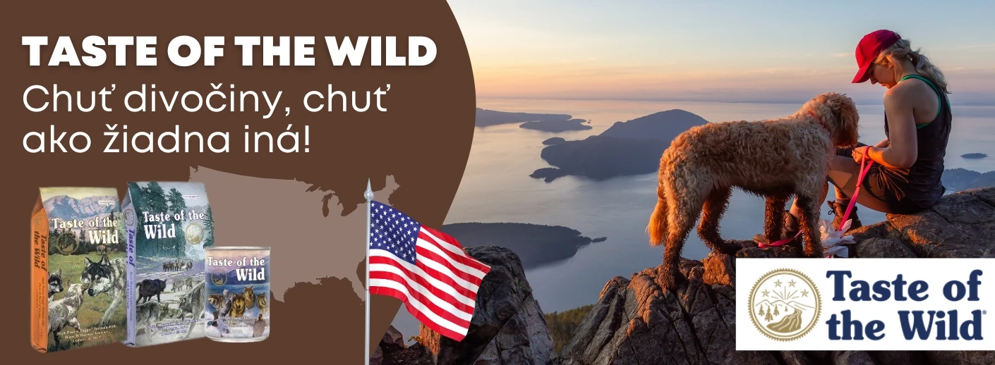 Taste of the Wild – prémiové bezobilninové krmivo pre psov s vysokým obsahom kvalitného mäsa, ovocia a zeleniny pre podporu zdravia, vitality a imunitného systému.