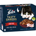 Kompletné lahodné kapsičky Felix Tasty Shreds, vlhké krmivo pre mačky, mäsový výber.