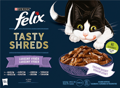 Lahodné vlhké krmivo Felix Tasty shreds, mix výber s mäsom aj rybami. Kapsičky pre vaše mačičky.