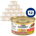 GOURMET Gold kúsky v šťave s lososom a kuraťom 12x85