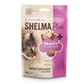SHELMA Plus Beauty bezobilné vankúšiky pre mačku s kuracím a lososom 60g