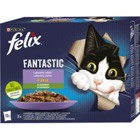 FELIX Fantastic výber so zeleninou krmivo pre dospelé mačky - hovädzie, kura, losos a pstruh so zeleninou.
