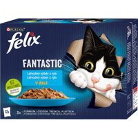 FELIX Fantastic výber z rýb krmivo pre dospelé mačky - losos, platesa, tuniak a treska.