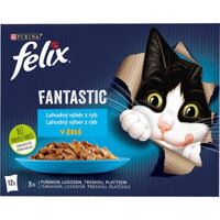 FELIX Fantastic výber z rýb krmivo pre dospelé mačky - losos, platesa, tuniak a treska.