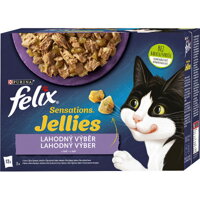 FELIX Sensations Jellies Kompletné vlhké krmivo pre dospelé mačky - jahňa, makrela, sleď a morka.