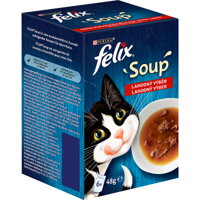 Chutná polievka Felix Soup pre mačky, mäsový výber lahodnej chuti v kapsičkách.