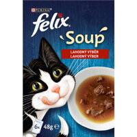 Chutná polievka Felix Soup pre mačky, mäsový výber lahodnej chuti v kapsičkách.