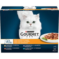 Lahodné filteky v kapsičkách Gourmet Perle pre všetky dospelé mačky. Výber mix v multibalení Gourmet Perle 12x85g.
