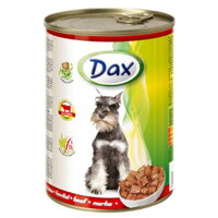 DAX Dog kúsky hovädzie, mäsová konzerva pre psy.