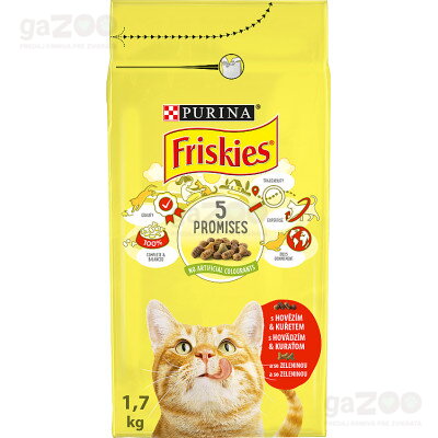 FRISKIES cat Adult s hovädzím, kuracím a so zeleninou 1,7 kg