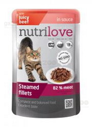 NUTRILOVE Cat dusené filetky hovädzie v omáčke 85g