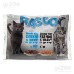 RASCO Cat multipack losos a pstruh + hydina a hovädzie 4x100g