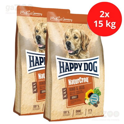 HAPPY DOG Naturcroq Rind & Reis 2x15kg