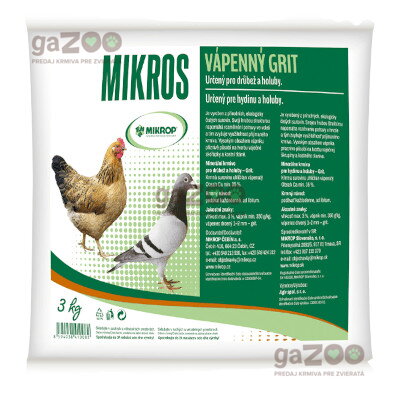 MIKROS Vápenný grit pre hydinu a vtáctvo 3kg