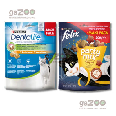 Multibalenie - FELIX Party Mix Original 200g + PURINA Dentalife s kuraťom 140g