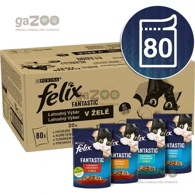 FELIX Fantastic mixovaný výber hovädzie/kura/tuniak/treska 80x85g