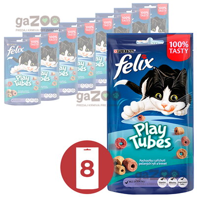FELIX Play Tubes pečené ryby a krevety 8x50g
