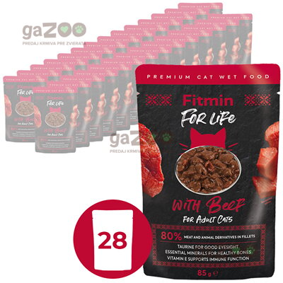 FITMIN cat For Life hovädzia kapsička pre mačky 28x85g