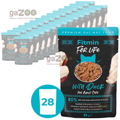 FITMIN cat For Life kačacia kapsička pre mačky 28x85g