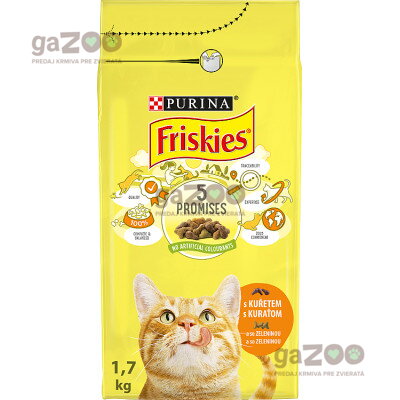 FRISKIES cat Adult s kuraťom a so zeleninou 1,7 kg