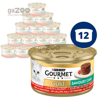 GOURMET Gold Savoury Cake s hovädzím a rajčinami 12x85g