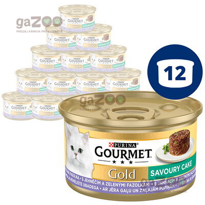 GOURMET Gold Savoury Cake s jahňacím a zelenými fazuľkami 12x85g