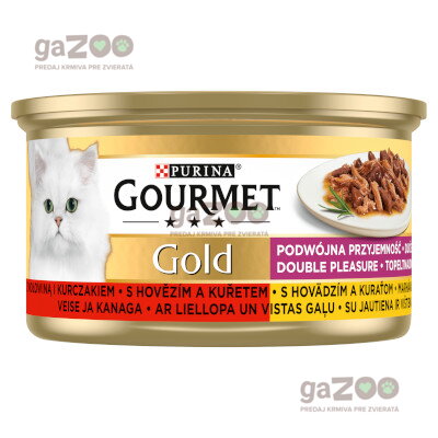 GOURMET Gold Double Pleasure s hovädzím a kuraťom 85g