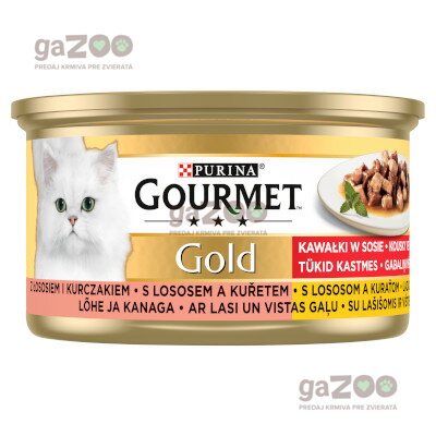 GOURMET Gold kúsky v šťave s lososom a kuraťom 85g
