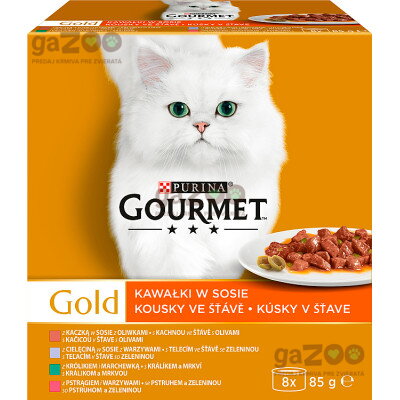 GOURMET Gold Multipack kúsky v šťave so zeleninou 8 x 85 g