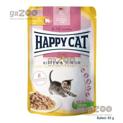 HAPPY CAT kapsička Kitten & Junior Land-Geflügel / Hydina 85g