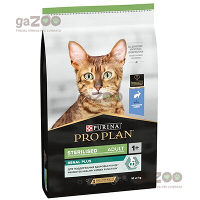 PURINA PRO PLAN Cat adult Sterilised Renal PLUS králik 10kg