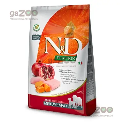 N&D dog PUMPKIN (GF) Adult medium & maxi, chicken & pomegranate 12kg