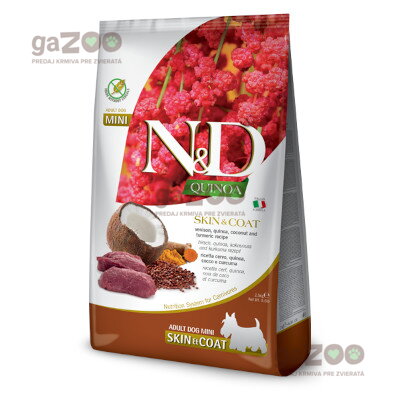 N&D dog QUINOA (GF) adult mini, skin & coat, venison & coconut 2,5kg