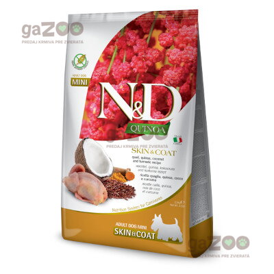 N&D dog QUINOA (GF) adult mini, skin & coat, quail & coconut 2,5kg