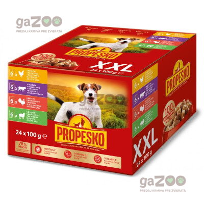 PROPESKO Dog kapsičky kúsky v omáčke kura, hovädzie, morčacie, jahňa 24x100g