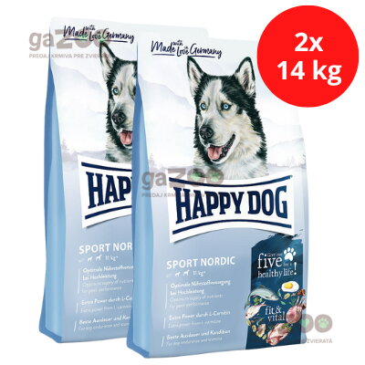 HAPPY DOG Fit & Vital Sport Adult Nordic 28/20 2x14kg HAPPY DOG Fit & Vital Sport Adult Nordic 28/20 2x14kg