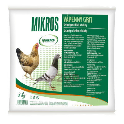 MIKROS Vápenný grit pre hydinu a vtáctvo 3kg