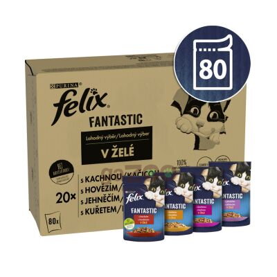 FELIX Fantastic Multipack hovädzie/kura/kačica/jahňacie v želé 80 x 85g