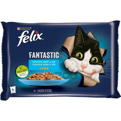 FELIX Fantastic s lososom a platesou v želé 4x85g