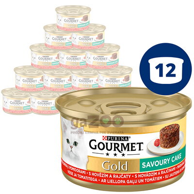 GOURMET Gold Savoury Cake s hovädzím a rajčinami 12x85g