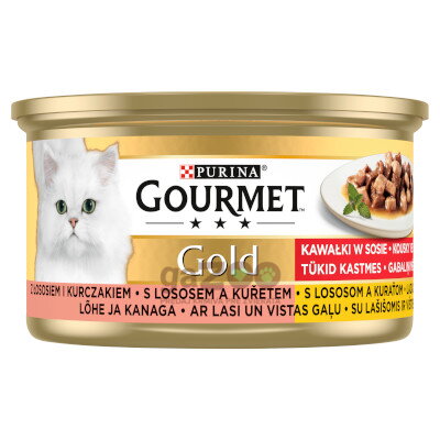GOURMET Gold kúsky v šťave s lososom a kuraťom 85g