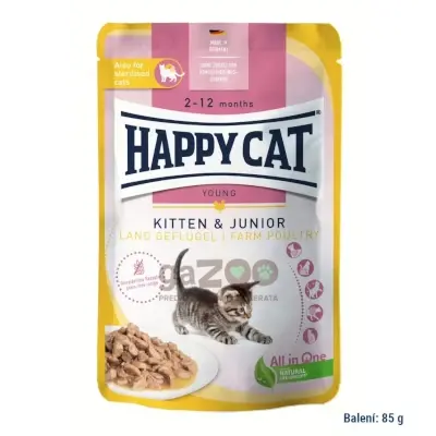 HAPPY CAT kapsička Kitten & Junior Land-Geflügel / Hydina 85g