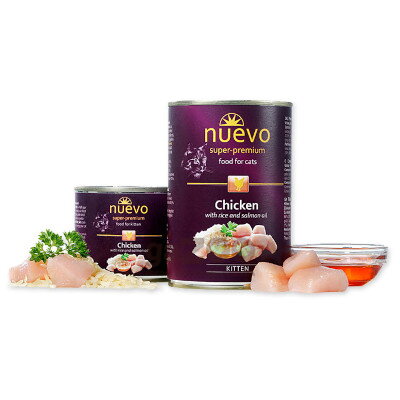 NUEVO Cat Kitten Chicken with rice and salmon oil 400g